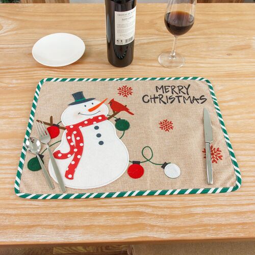1pc Décoratif de Noël de bande dessinée de Broderie Tableau Coussin de Table à Coussin d'Isolation Thermique Coussin de Table de Noël Coussin d'Objets de décoration (Style 2)