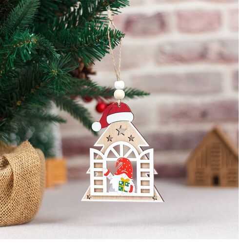 Étiquette suspendue d'ornement de noël, 1 pièce, signe de noël, pendentif en bois