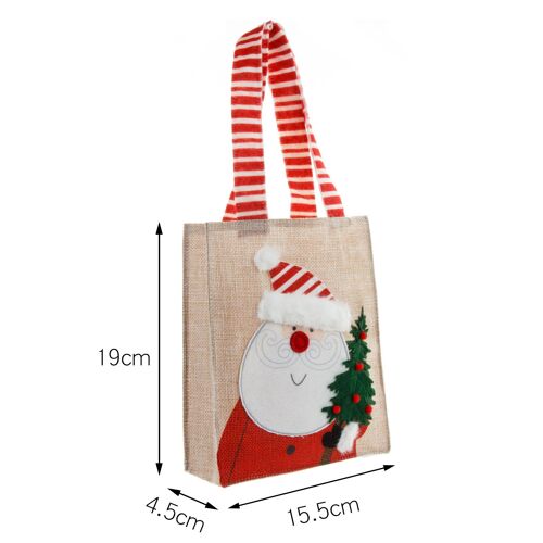 Un sac cadeau de Noël âgé, sac cadeau de bonhomme de neige âgé de bande dessinée en lin, sac de bonbons, sac de pomme, sac de Noël
