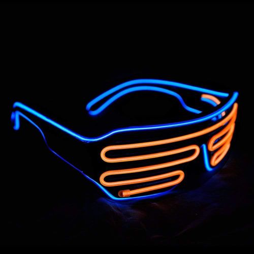 Neon Rave Lunettes(Bleu+Orange) Clignotant Led Lunettes De Soleil Light Up Dj Costumes Pour La Fête, 80s, Edm, Halloween