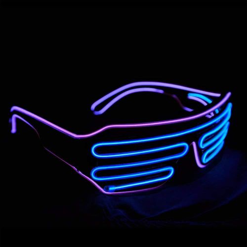 Neon Rave Lunettes(Pourpre Bleu) Clignotant Led Lunettes De Soleil Light Up Dj Costumes Pour La Fête, 80s, Edm, Halloween