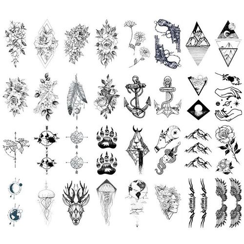 32 Feuilles Grande Collection De Fleurs, Tatouages Temporaires, Imperméable À L'eau Et Longue Durée Pour Les Femmes Et Les Filles. 