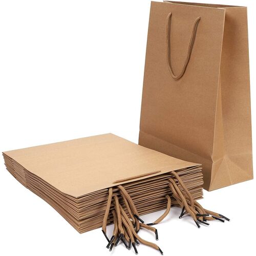10 Pièces Sacs en Papier Kraft Grands Sacs Cadeaux Noël Sac à Main avec Poignée Pochettes Cadeaux Eemballage Rrecyclable Sacs de Friandises Sachet Fourre-tout pour Anniversaire Mariage Fête Shopping?2