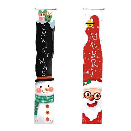 Les bannières De La Porte de Noël, 180x30cm Style2 Signe Porche de Noël Bienvenue enseigne Suspendue ornement Nouvelle année Décorations Intérieur Extérieur