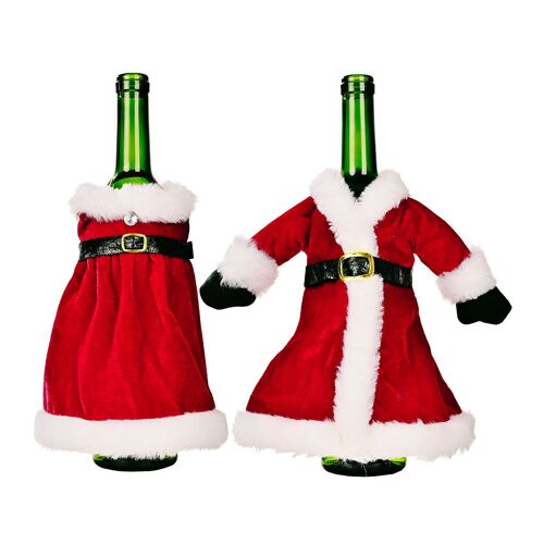 Fournitures de décoration de noël jupe de noël ensembles de bouteilles de vin vêtements ensembles de vin ensembles de vin décoration de table à la maison
