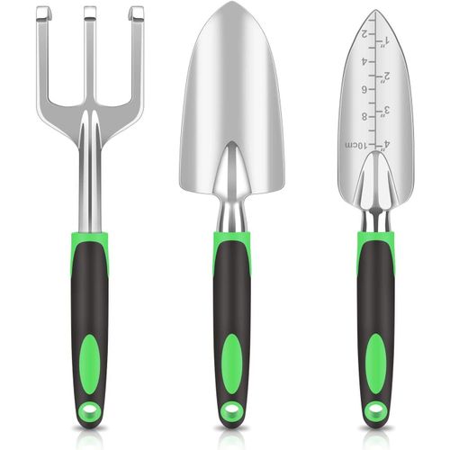 Ensemble d'outils de plantation de jardin-ensemble de trois pièces, comprenant deux pelles et une à trois griffes