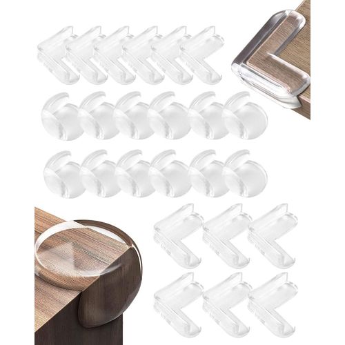 Lot De 24 Protections D'angle De Sécurité Pour Bébé, En Silicone, Sans Odeur, Non Toxiques, Avec Ruban Adhésif Ultra Résistant, 2 Formes De Protection Pour Bords Tranchants De Meubles Et Placards.