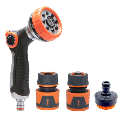 Pistolet d'arrosage à 8 modes réglables, pistolet pulvérisateur multifonctionnel avec débit d'eau contrôlable, lavage de voiture, nettoyage de cour, arrosage de jardin,