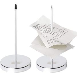 (Argent) Ensemble De 2 Porte-Notes En Métal, Clou Pour Reçu, Porte-Mémo, Trombone À Papier Avec Base Ronde Pour Restaurant, Cuisine, Hôtel, Bureau