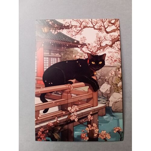 Carte Postale Ukiyo-E Chat Japon 14x10cm