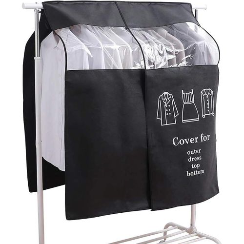 Housse Protège Housses de Vêtements 120 × 120cm Noir Housse de Anti-Poussière Protection Portant Universelle Garment Covers pour Tringle à Vêtements