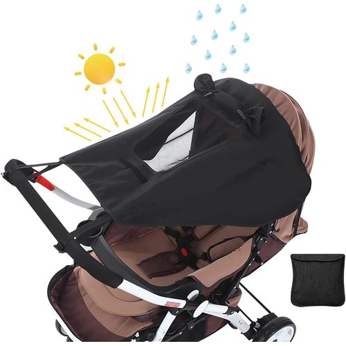 Pare-Soleil Pour Poussette, Canopy Pare-Soleil Pour Nacelle De Landau, Uv 50+ Réglable Protection Contre Le Soleil Avec Sac De Rangement (Noir)
