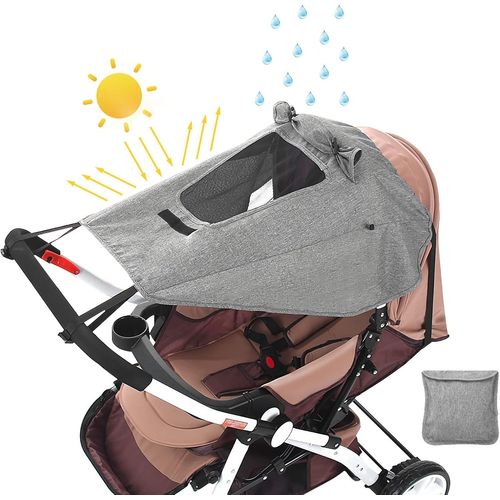 Pare-Soleil Pour Poussette, Canopy Pare-Soleil Pour Nacelle De Landau, Uv 50+ Réglable Protection Contre Le Soleil Avec Sac De Rangement