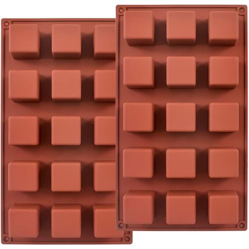Mevronisshop-15 Cavités 1,4 Pouce Carré En Silicone Moule, Cube Moule Pour Faire Des Bonbons Au Chocolat, Gâteau, Bac À Glaçons, Truffes Pralinés, Lot De 2