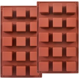 Tianyi-15 Cavités 1,4 Pouce Carré En Silicone Moule, Cube Moule Pour Faire Des Bonbons Au Chocolat, Gâteau, Bac À Glaçons, Truffes Pralinés, Lot De 2