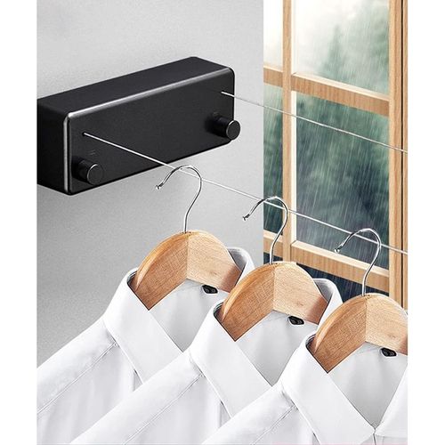 jum-Corde À Linge Rétractable,Fil Linge Extensible Réglable 4.2M,Poteau Etendoir Linge Exterieur,Corde A Linge Exterieur,Pour Intérieur D'Hôtel,Salle De Bain,Balcon,Jardin