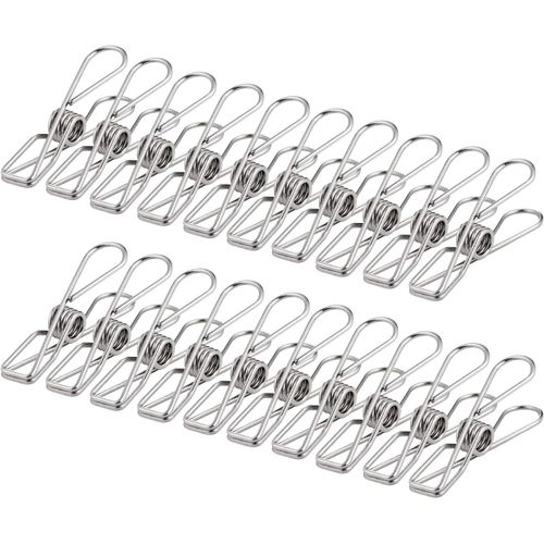 Pinces à linge en acier inoxydable 100 pièces 60 mm Pinces incassables Indestructibles Ne rouille pas Pinces