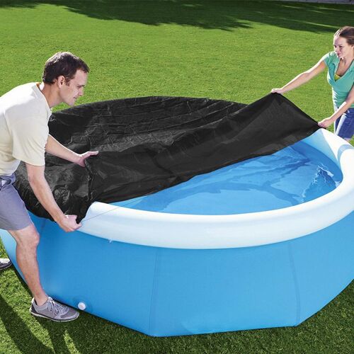Bâche tissée PE épaissie tissu de pluie imperméable cache-poussière tapis de sol tissu rond carré couverture de piscine tissu couverture en PVC diamètre 366cm couverture de piscine ronde boîte de coul