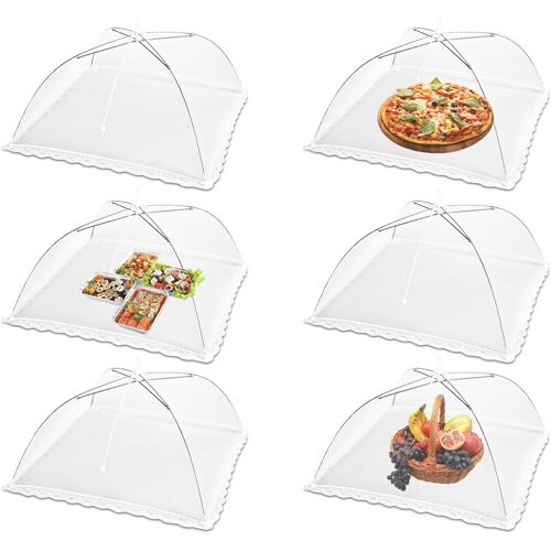 Paquet De 6 Parapluies De Tente De Couverture De Nourriture En Maille De 18 Pouces (Blanc), Dôme De Nourriture, Filet Pop-Up De Couverture De Nourriture, Adapté Pour L'extérieur, Tente Grillagée, Piqu