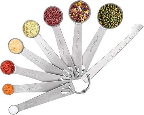 Cuillères à mesurer en acier inoxydable, lot de 9 cuillères à mesurer pour mesurer les ingrédients secs et liquides