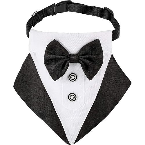 Bandana Pour Chien Smoking Formel Bandana Pour Chien, Chien De Mariage Collier Avec Noeud Papillon Et Cravate Motifs Réglables Foulard Réglable Pour Chien Noir Avec Noeud Papillon