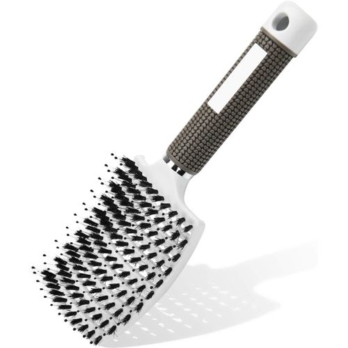 Brosse À Cheveux (Blanche), Brosse À Poils De Sanglier, Outils De Coiffure Professionnels Incurvés Et Ventilés, Brosses De Massage Démêlantes À Séchage Rapide 