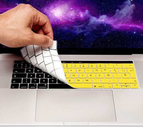 Jaune - Protecteur de clavier MyGadget pour Apple MacBook Pro 13" et 15" Touch Bar - Protecteur de touches en silicone flexible - Coussinet ultra-mince qui