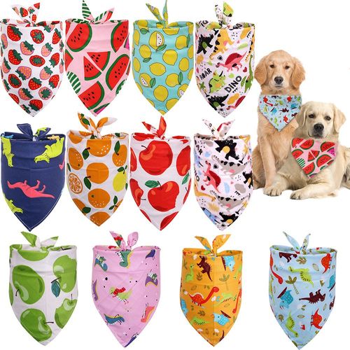 Pack De 12 Animaux De Bandanas, De L'été Pour Chien Bandana, Hawaiian Chien Écharpe, Réglable Triangle Dossards, Flamingo Et Fruits De La Forêt Tropicale De Style