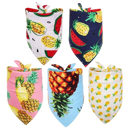 Animal De Compagnie Bandanas Morceaux De L'été Pour Chien Bandana Hawaiian Chien Foulard Triangle Animal De Compagnie Dossards Réglable De La Forêt Tropicale De Fruits Flamingo Style Bandana