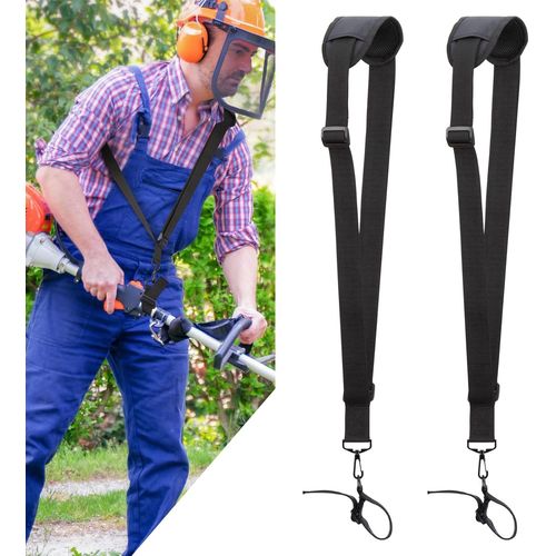 2 bretelles réglables - Harnais pour débroussailleuse avec ceinture en nylon durable pour le jardinage, pour débroussailleuse KM et STIHL FS (noir)