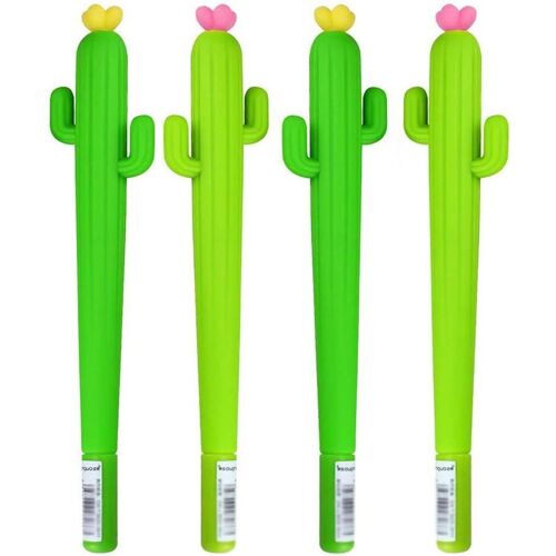 4pcs Stylo Neutre En Forme De Cactus Stylo À Bille Roulante Mignon 0,5 Mm Stylos Gel Noir À L'encre Élégant Et Populaire