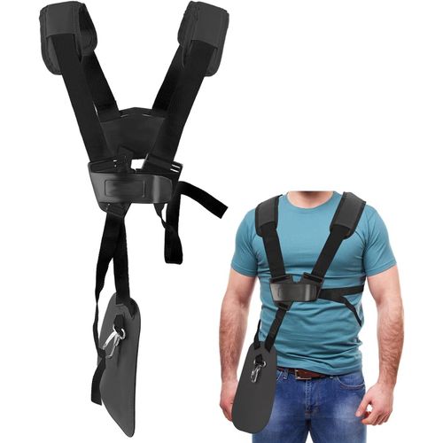 KALANKA-Harnais débroussailleuse - Tondeuse à Harnais Double épaule avec Ceinture de Nylon Durable Adjuestable Harnais pour Débroussailleuse pour STIHL FS, Taille-bordures Série Km (Noir)