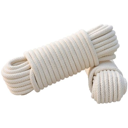Corde tressée multifonctionnelle - Corde à linge - Coton et polyester - 2 x 10 mètres - 6 mm - Blanc