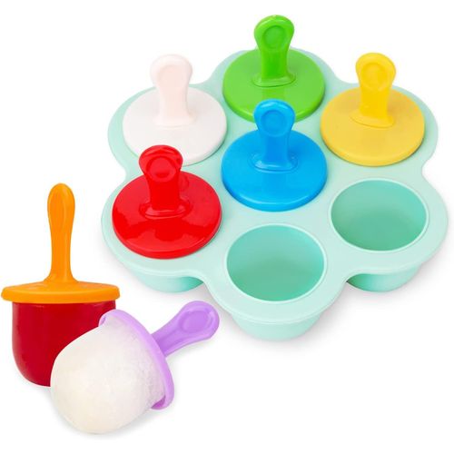 Tianyi-Mini Moule À Glace En Silicone, Popsicle Moules Diy Réutilisable, Moules À Popsicle À 7 Cavités, En 8 Tige En Plastique Colorés, Pourcrèmes Glacées, Sorbets, Nourriture Pour Bébé Etc (Vert)