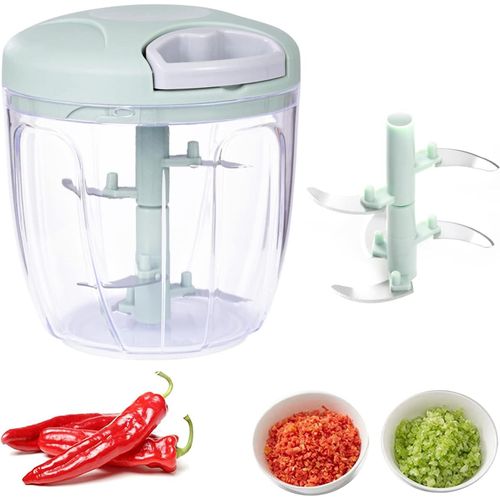 Hachoir À Oignons Manuel, Presse-Ail 5 Lames 900 Ml, Pour Salades, Oignons, Pesto, Persil, Saucisses/Noix, Vanille, Aliments Pour Bébé (Vert)