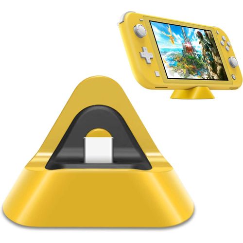 Chargeur Support Compatible Avec Nintendo Switch Lite Et Switch, Recharge Portable Triangle - Jaune
