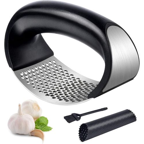Presse-Ail, Nettoyeur Et Éplucheur De Tubes D'ail En Silicone, Facile À Presser Et À Nettoyer, Passe Au Lave-Vaisselle, Noir