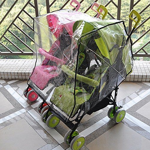 Imperméable Universel Pour Poussette Double, Protection Contre Les Intempéries Pour Poussette Côte À Côte, Protection Contre La Pluie Et Le Vent Pour Bébé
