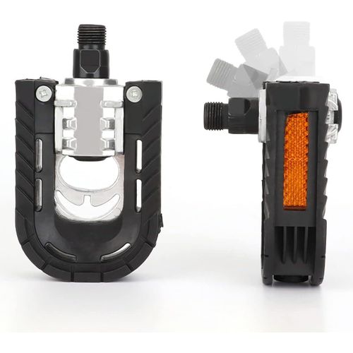 Asfasfq-Pédales De Vélo, Pédales De Vélo Pliables En Alliage D'aluminium Avec Réflecteurs Et Antirouille | ¿ 14mm(9/16"") | Facile À Plier En Métro, Pour Vélo Electrique, Vtt, Vélo De Route