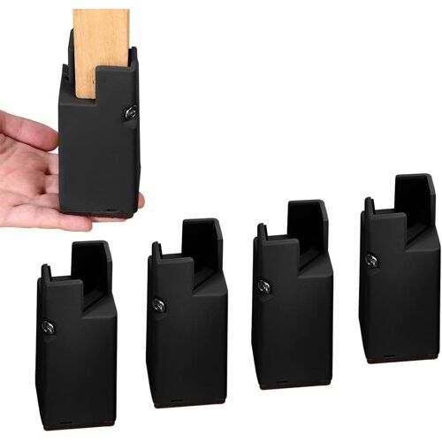 Noir - Elévateur de lit et de meuble ajustable avec clips à vis, élévateur de table de canapé et de chaise de 4"" pour usage intensif, convient aux pieds de chaise de 0,8"" à 1,6"".