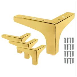 Lot De 4 Pieds De Lit Triangulaires En Métal Doré Pour Meubles De Canapé Avec Vis - 10 Cm