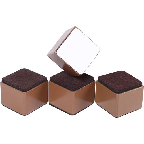 60*60*50mm Square Booster Cushion Brown 1*4 Steel Furniture Holders, Heavy Duty Bed and Table Leg Holders, 4 Furniture Holders for Sofa's Bed Furniture Legs