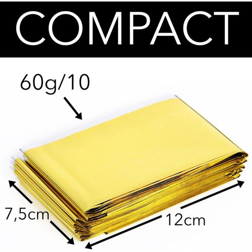 Couverture De Survie Takit 5x - Réutilisable - Extra Large - 210 X 160 Cm - Imperméable - Couverture Chauffante De Survie Mylar Pour Camping, Randonnée, Premiers Secours - Or Et Gris
