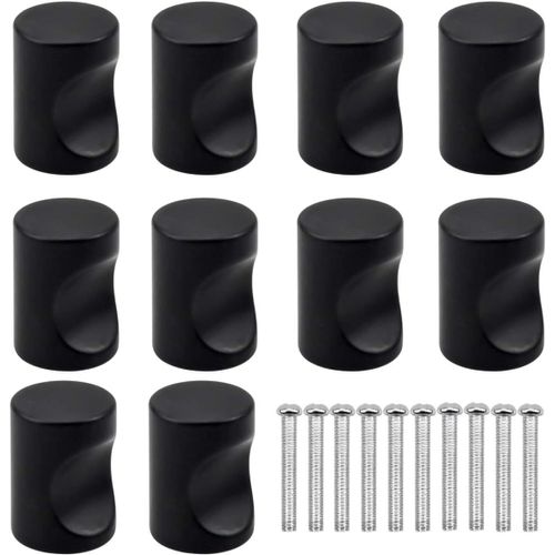 Mevronisshop-10pcs Noir Tiroir De Porte Poignée, Bouton De Meubles, Unique Trou Rond Boutons De Tiroir, Moderne Boutons De Porte, Poignées De Meuble Pour Placard Armoire Cuisine, Chambre D'enfant
