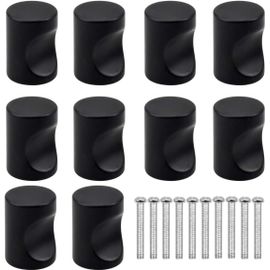 MEVRONISSHOP-10PCS Noir Tiroir de Porte Poignée, Bouton de Meubles, Unique Trou Rond Boutons de Tiroir, Moderne Boutons de Porte, Poignées de Meuble pour Placard Armoire Cuisine, Chambre d'enfant