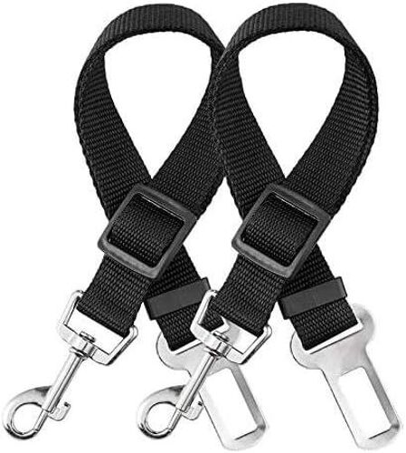 Kalanka-Ellolife Ceinture Chien Voiture,¿2 Pièces¿ Harnais Universel, Ceinture De Sécurité Indéchirable Durable Réglable 50-90cm Pour Tous Les Chiens Et Chats, Nylon Noir