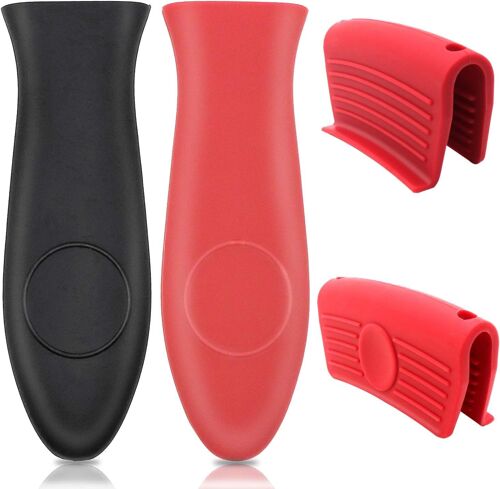 Jexnovashop-4 Pièces Support De Casserole En Silicone Avec Poignée Chaude Et Support De Poignée D'assistance Couvercle De Poignée De Poêle En Fonte Skillets Poignées Manchon De Poignée Pour Woks En F