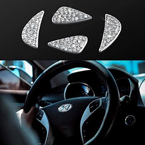Décoration De Volant De Voiture Bling Bling Accessoires Intérieurs Autocollant Diamant De Logo De Volant Couverture Autocollant De Volant De Strass Diy (Compatible Avec Hyundai)