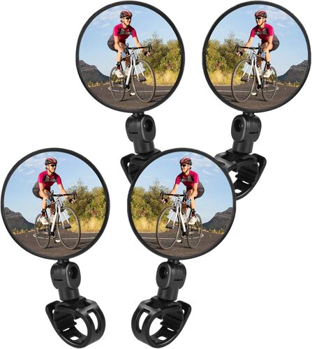 Miroirs De Vélo, 4pcs Vélo Vélo Vue Arrière Miroirs Réglable Rotatif Guidon Monté En Plastique Miroir Convexe Pour Vélo De Route De Montagne
