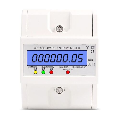Compteur d'Energie Numerique Triphase Compteur electrique Numerique a Rail DIN 3 x 220V 4 fils 4P (5(30) A) (Triphase 220V 4 fils 4P) goodnice